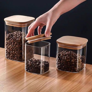 Nắp vuông thủy tinh tối giản hiện đại có nắp, nhà bếp trong suốt các loại ngũ cốc linh tinh, trà, các loại hạt, lon kín chống ẩm - Product Image 1
