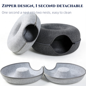 OF Vente en gros de luxe à deux étages en forme de beignets Tunnel rond en feutre personnalisé Lit pour chat Peekaboo Grotte pour chat - Product Image 5