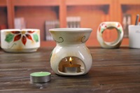 Brûleur d'huile essentielle en céramique Portable fleur rouge Design décoration de la maison cire fondre plus chaud aromathérapie diffuseur encens encens