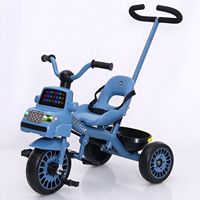 Tricycle en plastique pour enfants avec musique et lumières, chariot à pousser pour les enfants de 1 à 6 ans, utilisation intérieure et extérieure