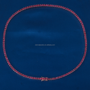 Cadena de oro sólido de 9K 10K 14K 18K auténtica personalizada, cadena de eslabones de tenis de rubí natural cultivada en laboratorio, pulsera, collares - Product Image 2