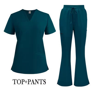 Ensemble uniforme de pantalon évasé pour salon de beauté, nouveau modèle 2026, plusieurs couleurs, blouses médicales chirurgicales, tissu tissé peigné, vêtements de travail pour hôpital - Product Image 5