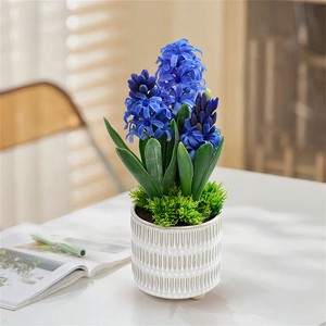 Composizione di Fiori Artificiali di Giacinto Bianco e Viola, Fiori Finti Realistici con Vaso per Decorazione Casa, Ufficio e Matrimonio - Product Image 4