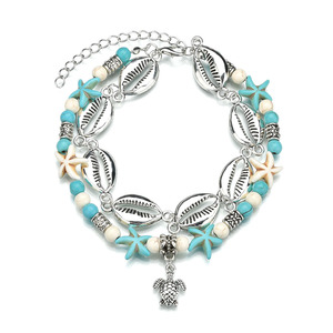 Tobilleras de estrella de mar de tortuga con cuentas de concha Vintage para mujer, pulsera de tobillo hecha a mano con cuentas, joyería para pies, tobilleras de concha - Product Image 6