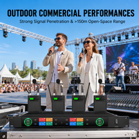 Système de microphone sans fil UHF PLL anti-interférence 200 fréquences avec micro-cravate métallique et boîtier ceinture pour événements promotionnels