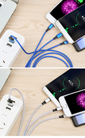Câble de données micro USB universel 3 en 1 6A en nylon tressé Chargeur pour tous les téléphones Câble d'alimentation multifonction pour imprimante ordinateur