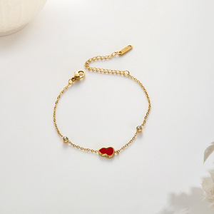 Fashionable Women's Necklace PVD 18K Gold Double-cupid Pear-shaped Pendant - Red <b>Shell</b> Gourd Necklace - Wholesale - Product Image 2