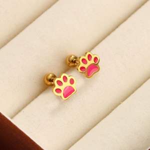 200 + stilleri paslanmaz çelik vida geri küpe uyku ücretsiz 18K altın kaplama emaye Kitty zirkon saplama küpe kızlar için hediye - Product Image 6