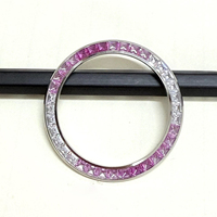 Bague de montre en zircon rose-blanc à bords lisses 2026, plaquée or, pièces de rechange améliorées pour montre personnalisée