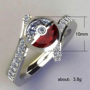 Anello creativo Pokeball rosso e bianco, anello alla moda, regalo di compleanno per le donne, gioielli da indossare tutti i giorni - Product Image 3