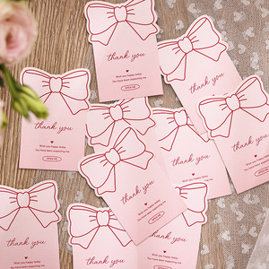 Mignon arc décoratif Kraft boîte-<span class=keywords><strong>cadeau</strong></span> sceau autocollant sérigraphié carte de voeux «merci» carte postale pour gâteau boulangerie carte-<span class=keywords><strong>cadeau</strong></span> - Product Image 4