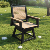 Fauteuil pivotant de patio moderne en PEHD de luxe, chaise d'extérieur durable en polybois, sans entretien, pour jardin, salle à manger, parc, villa