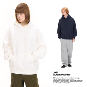 Felpa oversize 460G maglioni pesanti tinta unita felpa in pile foderata con cappuccio spessa felpa per <span class=keywords><strong>uomo</strong></span> e donna inverno - Product Image 4