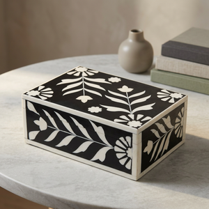 Caja de Recuerdos Rectangular Hecha a Mano de Resina de Hueso, Acabado Pulido, Solución de Almacenamiento Única de Estilo Vintage para Regalos - Product Image 1