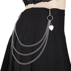 ห่วงโซ่เอวรูปหัวใจโลหะผสมสังกะสีหลายชั้นเครื่องประดับแฟชั่นฮิปฮอปพังก์สีขาว K222 K631 - Product Image 1