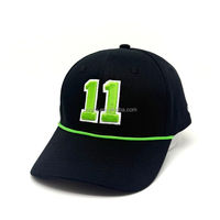 Gorra de Béisbol Estructurada de 5 Paneles con Bordado 3D del Número Personalizado, Decoración con Cuerda en la Parte Delantera, 100% Algodón, Gorra Deportiva para Equipos en Varios Colores