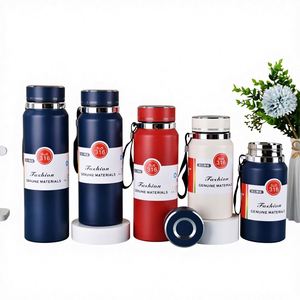 Wholesale Custom 600Ml 800Ml 1000Ml Double-Layer Outdoor Sports Stainless Steel Vacuum Water <b>Bottle</b> Flask Kettle With Strap Rope - Product Image 1