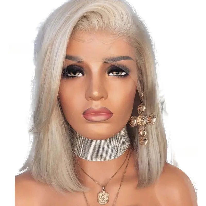 Top Selling #613 Platinum Blonde Straight Cut Bob Wig Full Synthetic wig Lace Front Wigs