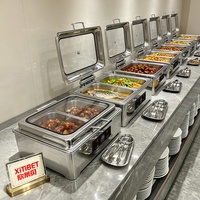 XITIBET Kommerzieller Hotel- und Restaurant-Edelstahl-Elektro-Buffet-Speisenwärmer, Hot Pot, Chafing Dish, Kochausrüstung 400W