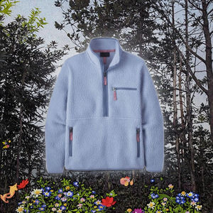 Veste en polaire recyclée pour homme avec logo personnalisé, polaire douce en sherpa, pull à un bouton, écologique, respirant - Product Image 2