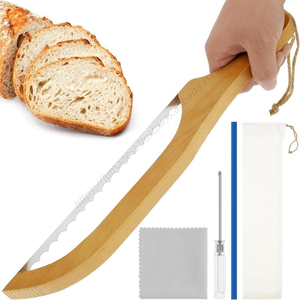 Cuchillo para cortar pan SYH562 al por mayor con mango de madera, rebanador dentado para bagels caseros, herramienta de panadería y repostería - Product Image 1