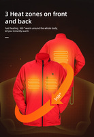 Veste chauffante électrique rechargeable unisexe pour l'extérieur, col montant, fermeture éclair, imperméable, respirante, grande taille, chaude pour l'hiver, softshell