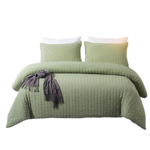 Parure de lit en microfibre tissée Seersucker 200TC, couleur unie moderne, taille King, écologique, toutes saisons - Product Image 1