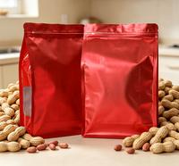 MOQ 5000 pièces Sacs en Mylar noir mat en plastique, pochettes verticales en aluminium avec fermeture éclair pour snacks et aliments, avec fenêtre transparente