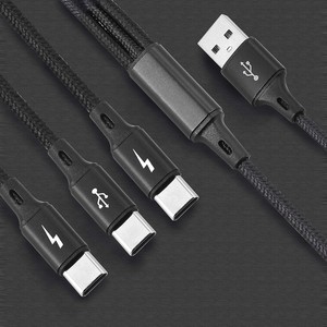 Cable de carga múltiple PD USB C Cable de cargador rápido Cable trenzado de nailon Conectores 3 en 1 C a tipo C Compatible con computadora portátil/teléfono - Product Image 6