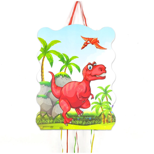 Accessoires de fête d'anniversaire pour enfants, piñata, 6 cordes à tirer, piñata suspendue, petits jouets, sac de rangement, <span class=keywords><strong>dinosaure</strong></span>, football, fournisseur de fête - Product Image 3