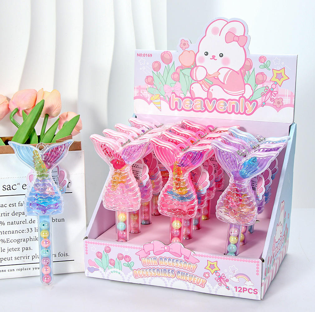 ไม้กายสิทธิ์หางนางเงือก3ชิ้นพร้อมลูกปัดสไตล์ C 1ชิ้น