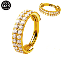 Cincin Segmen Berengsel Titanium Fashion G23/ASTM F136 Dengan CZ Pave Side Hoop, Cincin Hidung, Anting, Perhiasan Tindik Grosir
