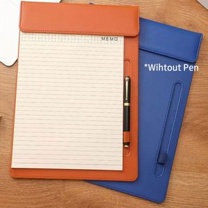 Vintage A4 Silver Clip Leather <b>Magnetic</b> Absorption Manager Signature Pad for School Office Meetings Durable File Filing - Product Image 3