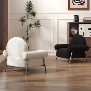 Sillón de Madera Estilo Nórdico Color Crema, Sillón Curvo para Sala de Estar, Uso Adulto - Product Image 2