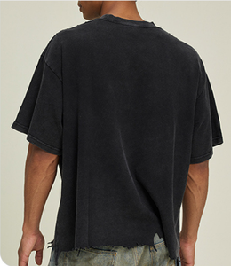 Camiseta de Hombre Oversize Vintage Lavada, de Algodón, Manga Corta, con Lavado Ácido, Unisex, Lisa, Estilo Urbano, Disponible en Stock - Product Image 2