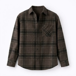 Chemise décontractée en flanelle unie pour homme, manches longues, col rabattu, bouton unique, infroissable, en coton tissé et fibre de bambou, idéale pour l'été - Product Image 1