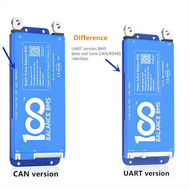 LFP Smart BMS with Built-in 1A Active Balancer Electric Vehicle E-Bike Li-ion LiFePO4 Lithium Battery Pack 8~17s 60V 80A BMS