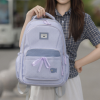Sac à dos scolaire unisexe pour enfants en tissu Oxford imperméable avec motif à pois, poche arrière zippée et grande capacité pour les voyages