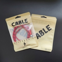 Sacs étanches réutilisables à trois côtés scellés, très demandés, pour câbles de données USB avec fenêtre transparente et trou de fermeture éclair
