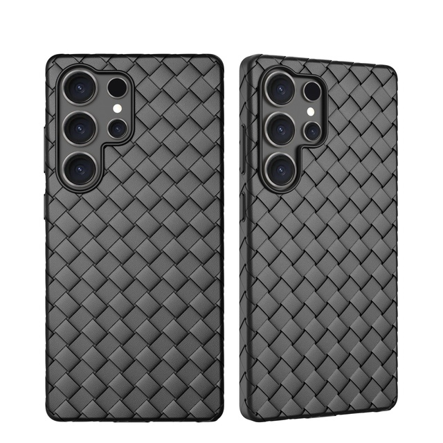 Fashion Full Coverage Woven Pattern Shockproof Protective Cover Soft TPU Phon Case Cover for Samsung Galaxy S25 Ultra Plus