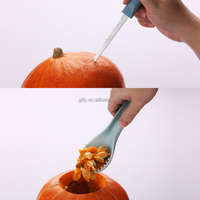 Nouveaux gadgets de cuisine : Kit de découpe manuel en acier inoxydable 4 pièces pour légumes et fruits, ensemble d'outils pour citrouille d'Halloween, design emboîtable, cuillère