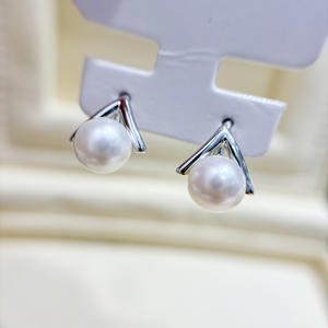 ถาดเปล่าสำหรับทำเครื่องประดับมุก DIY เงินแท้ S925 สำหรับใส่ลูกปัดกลมขนาด 7-9 มม. ต่างหูแฟชั่น 22203 - Product Image 1