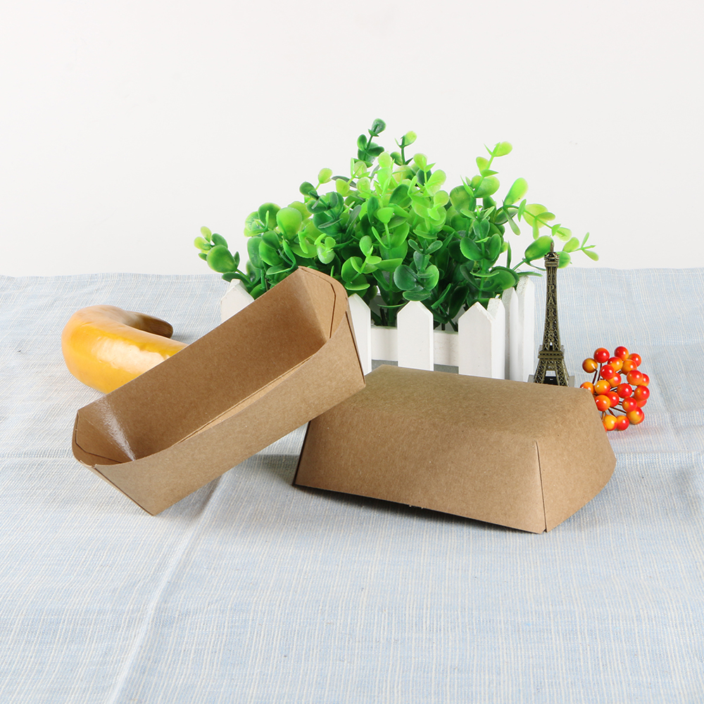 Transparent Promotion Custom Logo Lunch Portable Dessert Food Paper Kraft Paper Sandwich treat Food Packing boxPopular