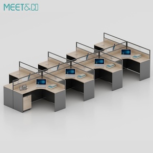Poste de travail modulaire de bureau moderne personnalisé pour 2 à 6 personnes, table extensible avec cloison de séparation - Product Image 6