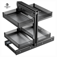 Magic Corner Universel de Cuisine pour Meuble d'Angle Mort, Plateau Pivotant Coulissant, Tiroir Magic Corner en Verre et Panier Gris
