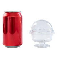 Honger GD2023 MOQ100sets 120ml 4oz Gobelets à dessert en plastique PS transparent en forme de fleur de lotus à tige courte pour mousse et pouding avec couvercle