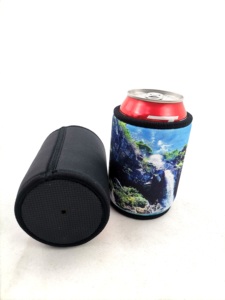 Sublimation Neoprene Tube Bottle <strong>Holder</strong> and <strong>Stitched</strong> Top Can Bottom Have Glued Can Cooler with Rubber Bottom - Product Image 4
