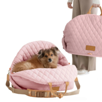 Sac de transport matelassé 3-en-1 pour animaux de compagnie, pour chien et chat, convertible en siège auto et lit de voyage, imperméable, en coton PP, avec bandoulière, pour petits chiens de 45 cm