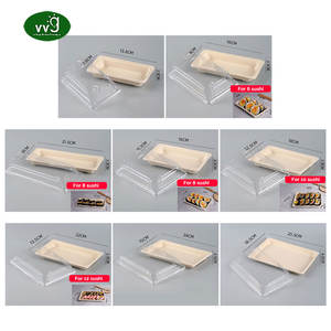 ภาชนะใส่ซูชิแบบใช้แล้วทิ้งรูปทรงสี่เหลี่ยมผืนผ้า ผลิตจากชานอ้อย ย่อยสลายได้ เป็นมิตรกับสิ่งแวดล้อม พร้อมฝาปิด  แบบกำหนดเองได้ - Product Image 2