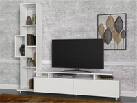 Desain Unit Meja TV Kayu di Ruang Tamu, Meja Konsol TV, Rak TV Modern dengan Lemari